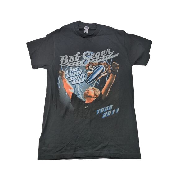 Bob Seger & The Silver Bullet Band Tour 2011 T Shirt Size M Black Graphic Music - Picture 1 of 12
